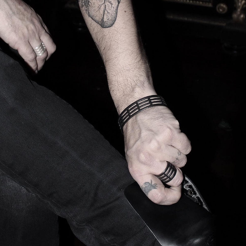 GRD bracelet and ring blackened silver
