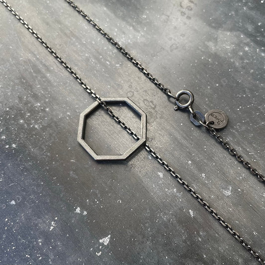 Wedding necklace with octahedral pendant made from oxidised silver
