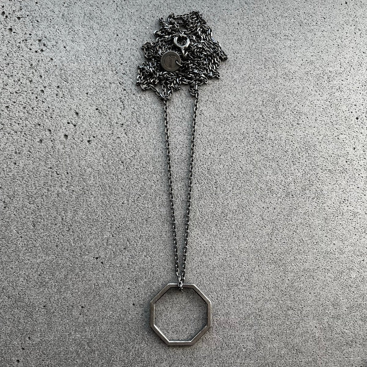 Wedding necklace with octahedral pendant made from oxidised silver