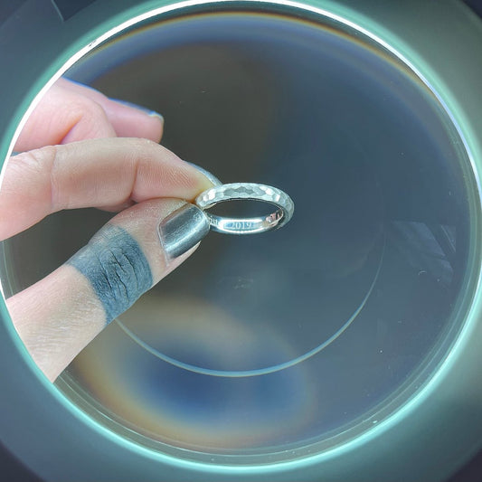 Wedding band sterling silver with surface structure