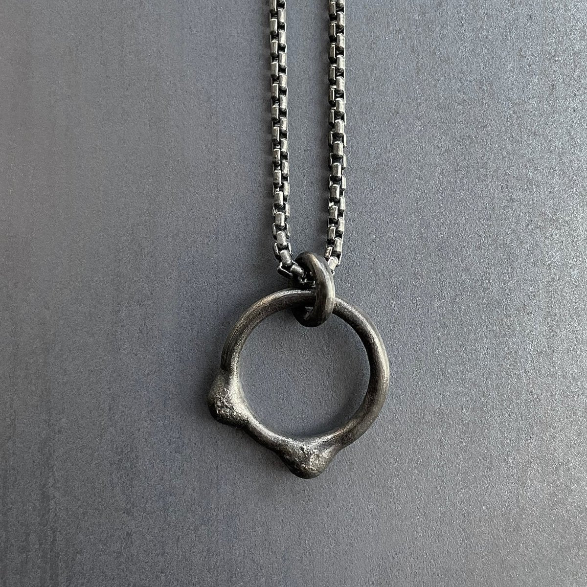 Jag necklace silver oxidised detail