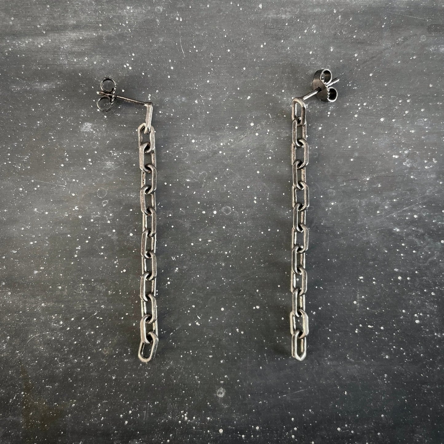 CHAIN earrings SLIM with diamond cut black S I shop.bkreb.com