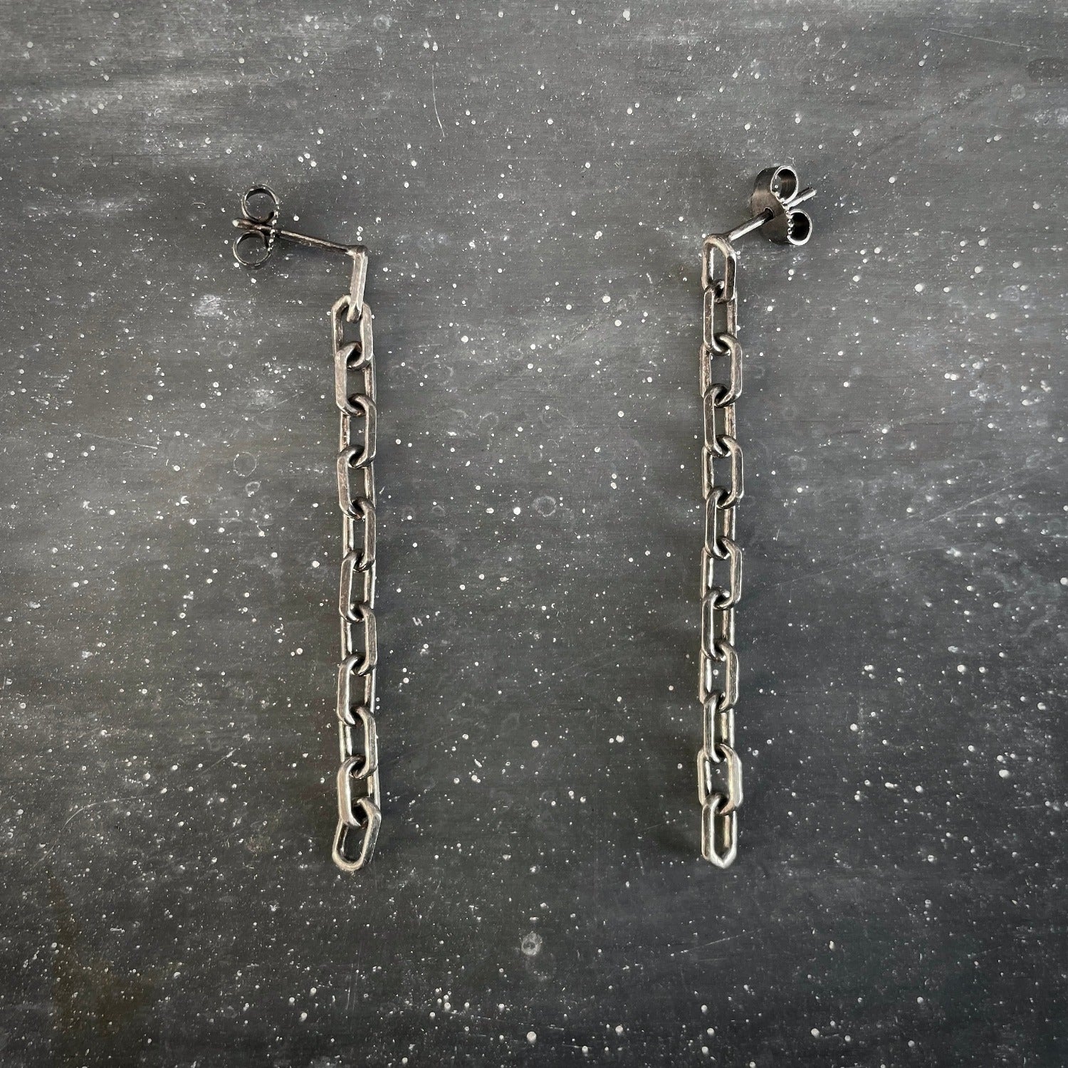 CHAIN earrings SLIM with diamond cut black S I shop.bkreb.com