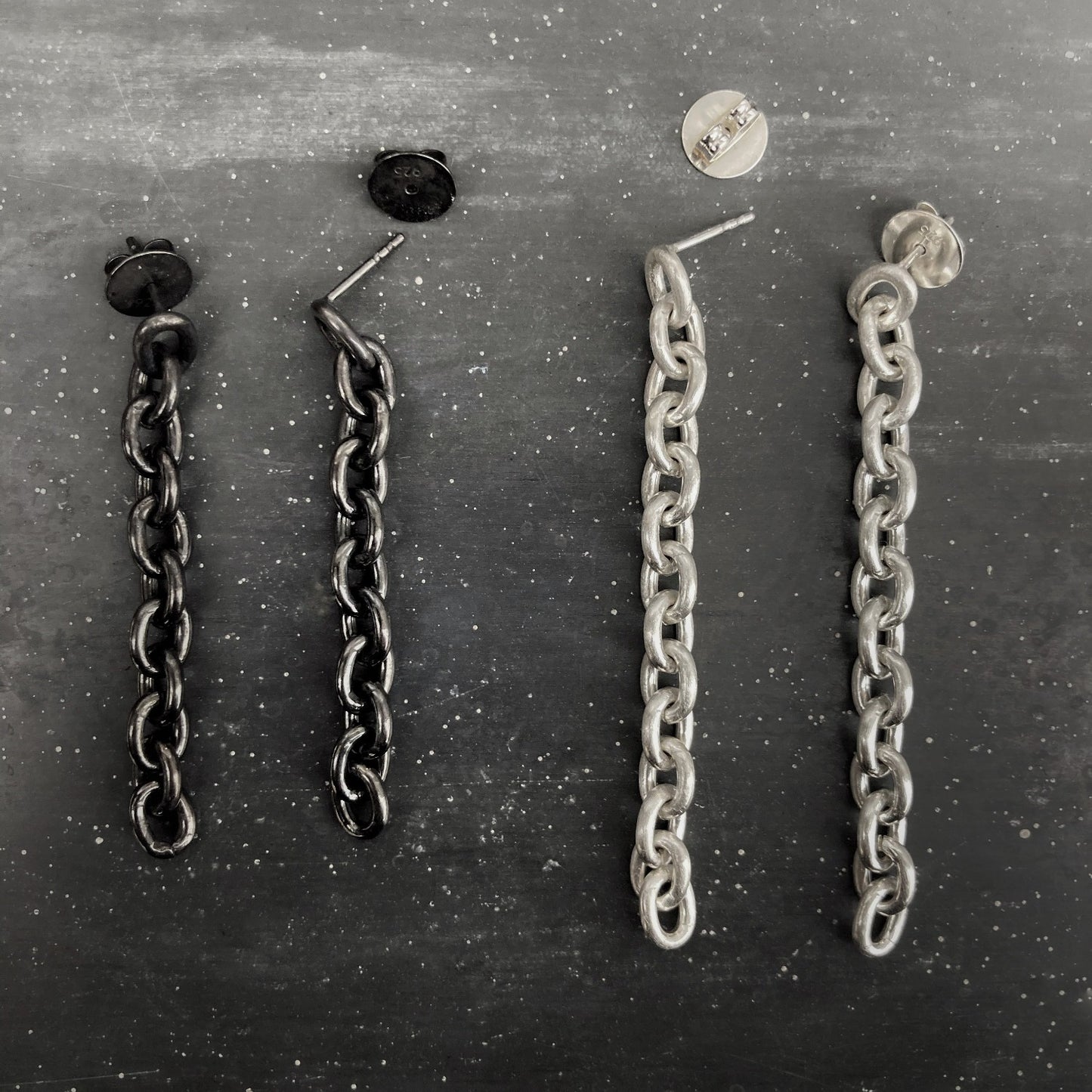 CHAIN earrings silver and black regular S and M  I shop.bkreb.com