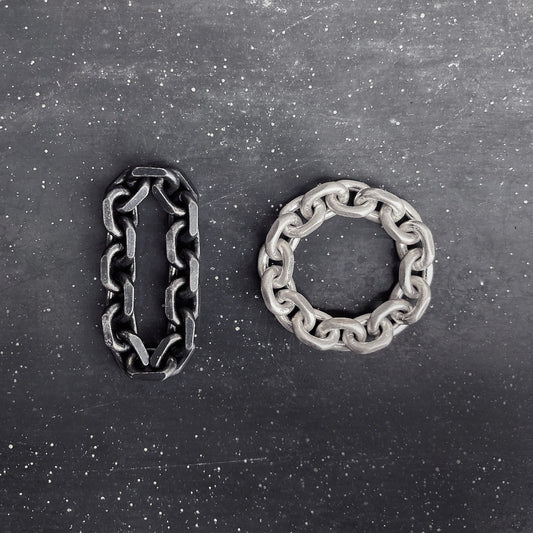 CHAIN ring black and silver with diamond cut  I shop.bkreb.com