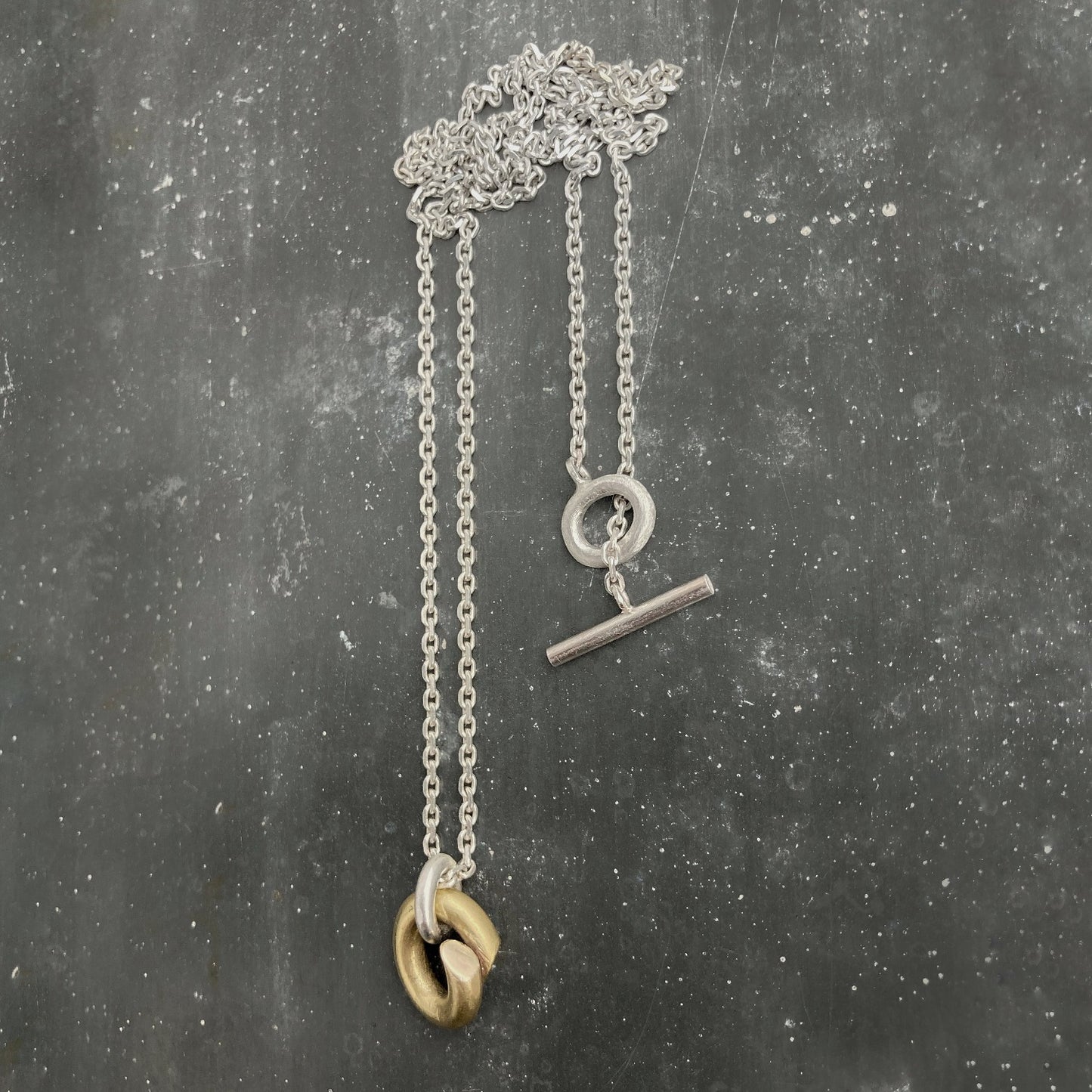 Solid necklace from sterling silver with B1 gold amulet I shop.bkreb.com