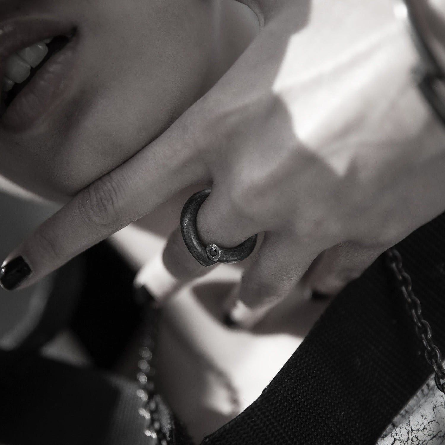 B1 ring black with precious stones I shop.bkreb.com