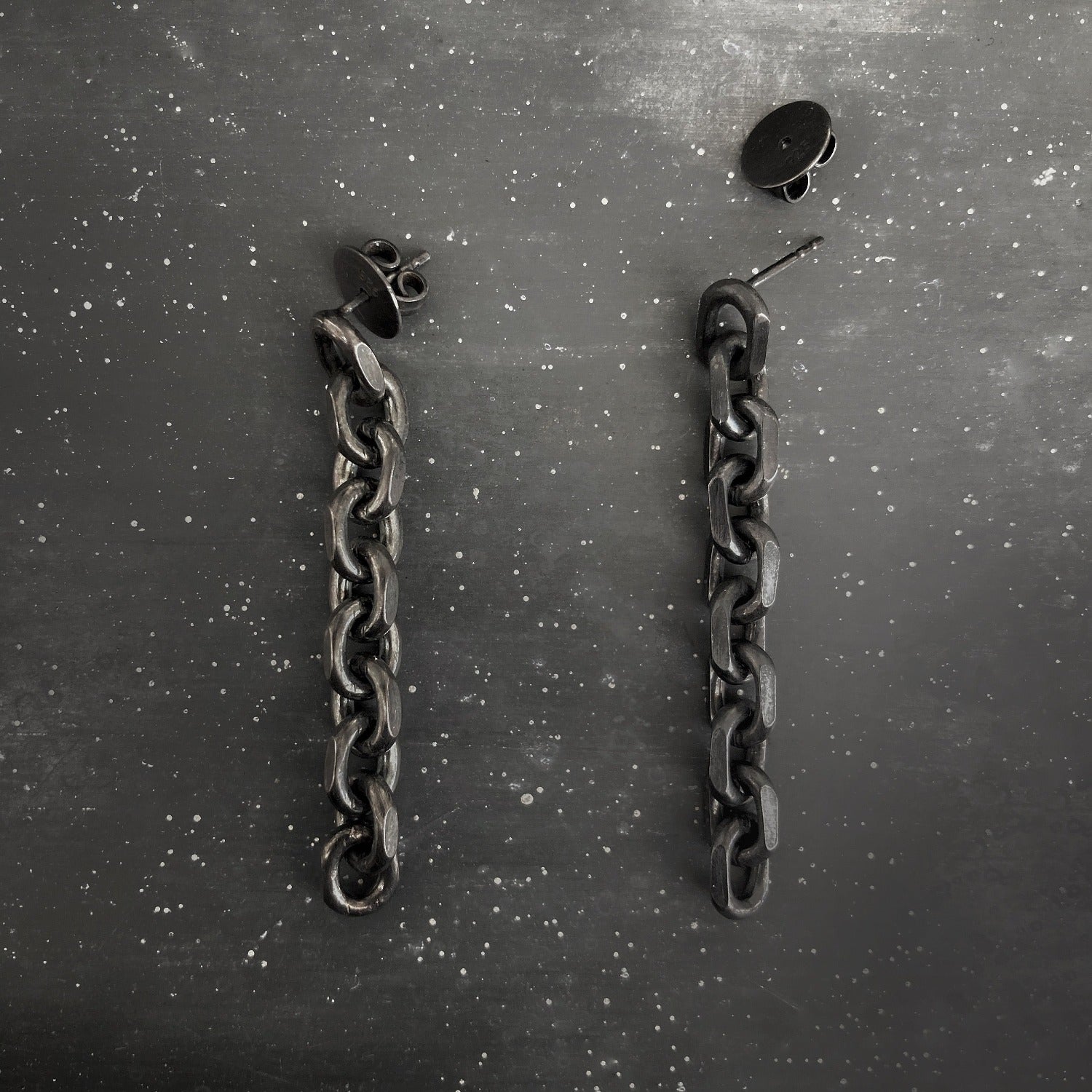 CHAIN earrings black with diamond cut S I shop.bkreb.com