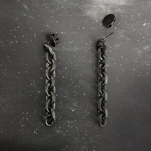 CHAIN earrings black with diamond cut S I shop.bkreb.com