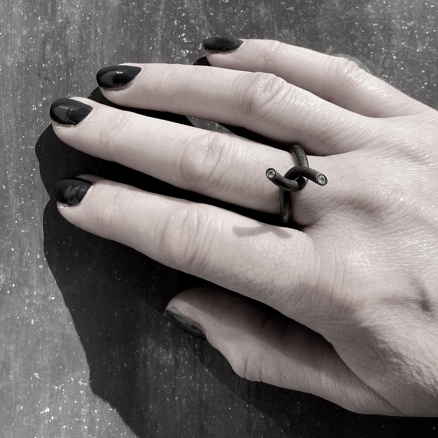 BARB ring XS black with precious stones worn I shop.bkreb.com