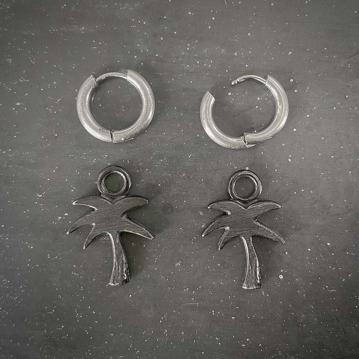 PALM hoops blackened silver