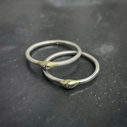PEARL ring - Silver Gold & Diamond
