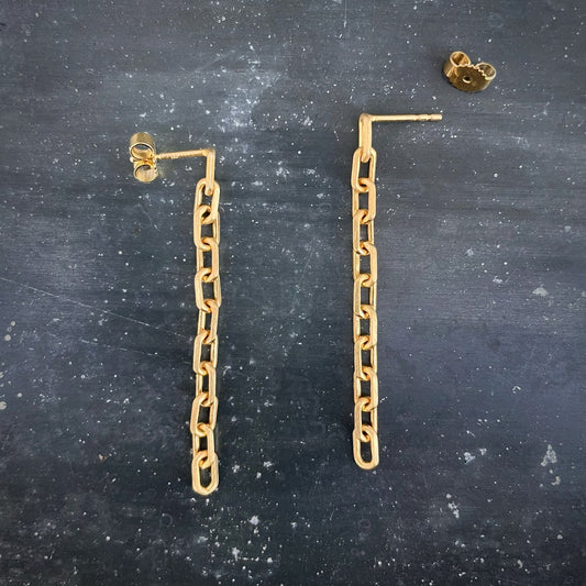 CHAIN earrings SLIM with diamond cut gold S I shop.bkreb.com