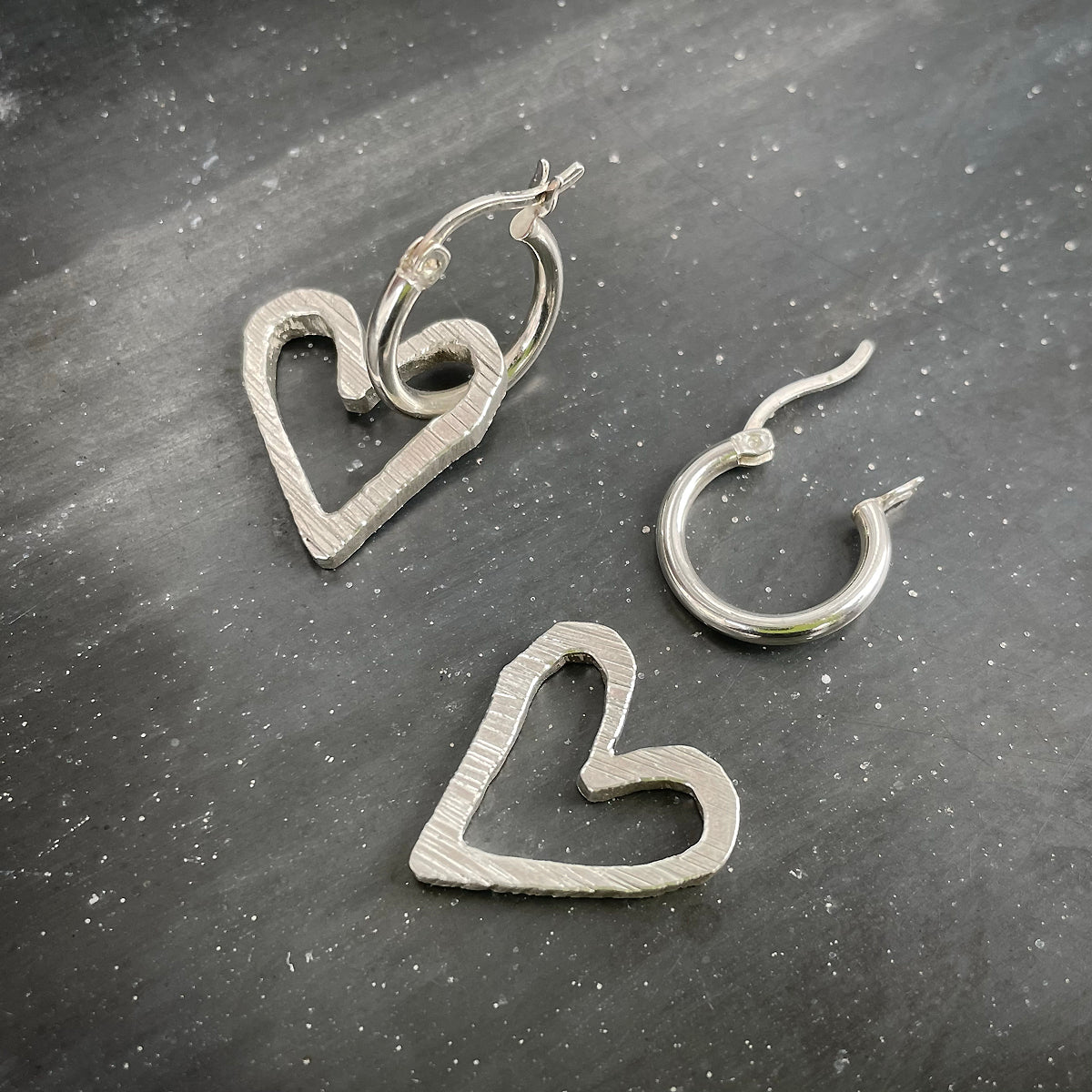 Hearts with hoops sterlling silver