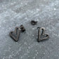 Heart ear studs in oxidised silver