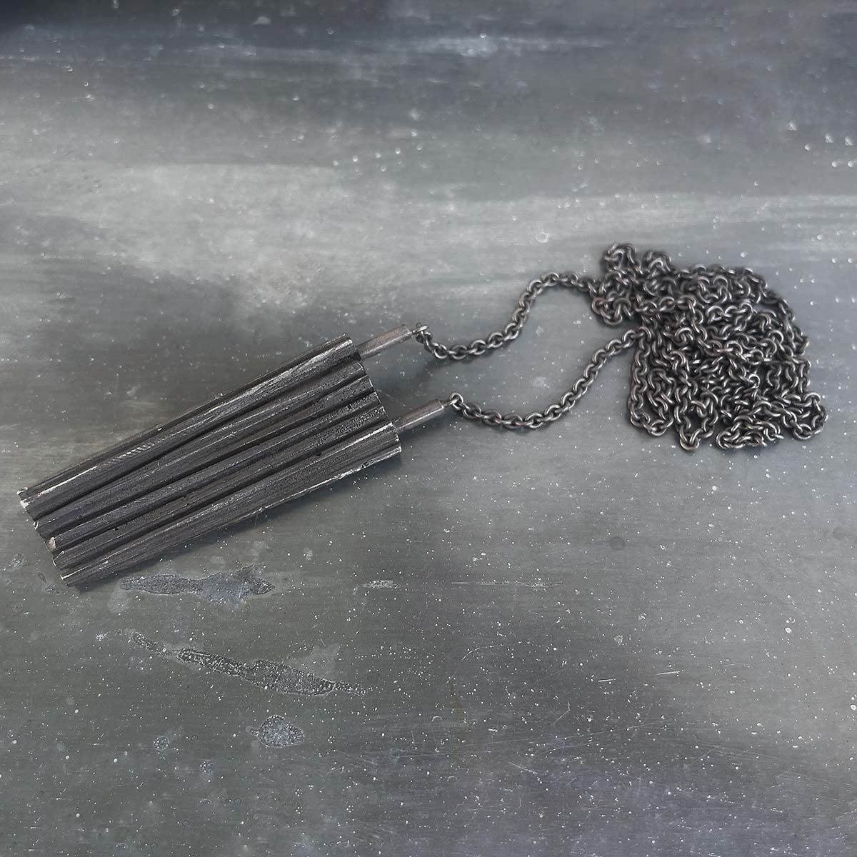 Oxidized silver necklace back side