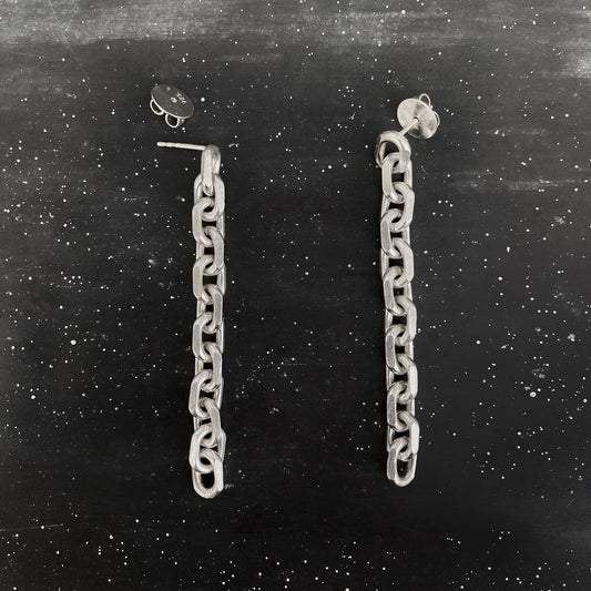 CHAIN earrings silver with diamond cut M I shop.bkreb.com